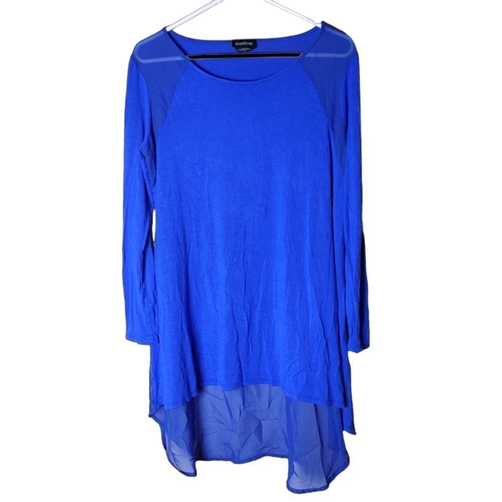 Bebe dramatic high low tunic blue size m